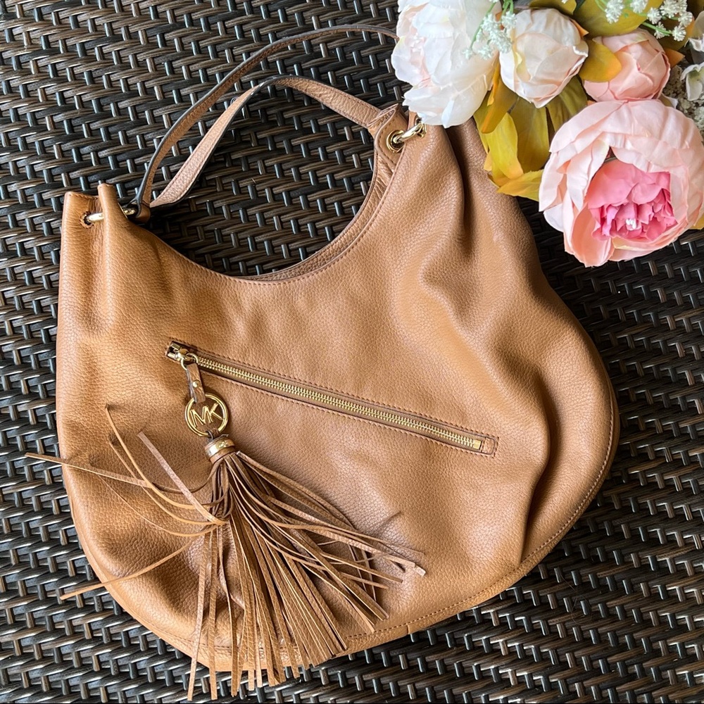 MICHAEL KORS | Camel & Gold Tassle Handbag Shoulder Purse